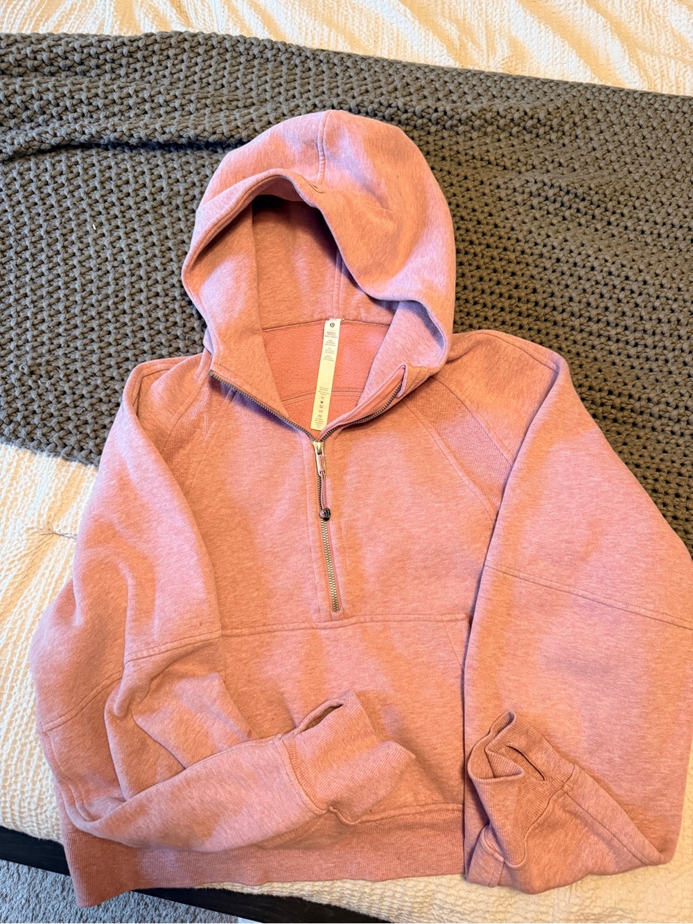 lululemon athletica Dusty Pink Half-Zip Hoodie Sweater